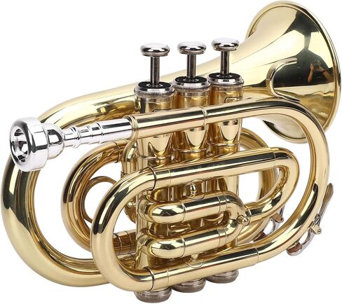 Keenso BB Pocket Trumpet Brass Compact BB Brumbet Kit Control Control Design Design Smooth Play 23x15x9.5cm مع حزام الكتف الصلب للطلاب المبتدئين in Saudi Arabia
