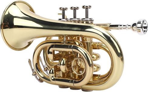Keenso BB Pocket Trumpet Brass Compact BB Brumbet Kit Control Control Design Design Smooth Play 23x15x9.5cm مع حزام الكتف الصلب للطلاب المبتدئين in Saudi Arabia