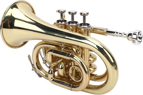 Keenso BB Pocket Trumpet Brass Compact BB Brumbet Kit Control Control Design Design Smooth Play 23x15x9.5cm مع حزام الكتف الصلب للطلاب المبتدئين in Saudi Arabia