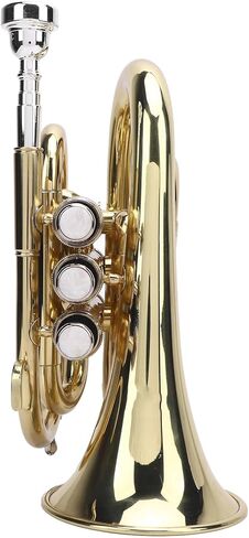 Keenso BB Pocket Trumpet Brass Compact BB Brumbet Kit Control Control Design Design Smooth Play 23x15x9.5cm مع حزام الكتف الصلب للطلاب المبتدئين in Saudi Arabia