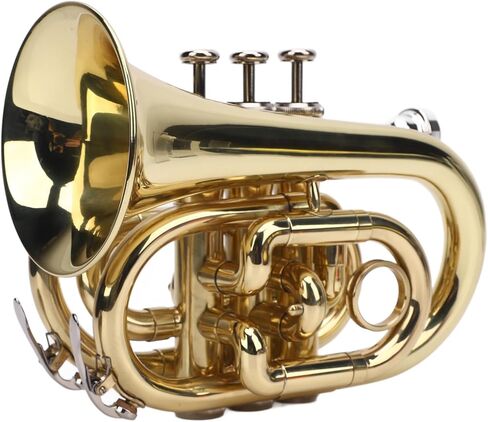 Keenso BB Pocket Trumpet Brass Compact BB Brumbet Kit Control Control Design Design Smooth Play 23x15x9.5cm مع حزام الكتف الصلب للطلاب المبتدئين in Saudi Arabia