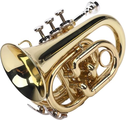 Keenso BB Pocket Trumpet Brass Compact BB Brumbet Kit Control Control Design Design Smooth Play 23x15x9.5cm مع حزام الكتف الصلب للطلاب المبتدئين in Saudi Arabia