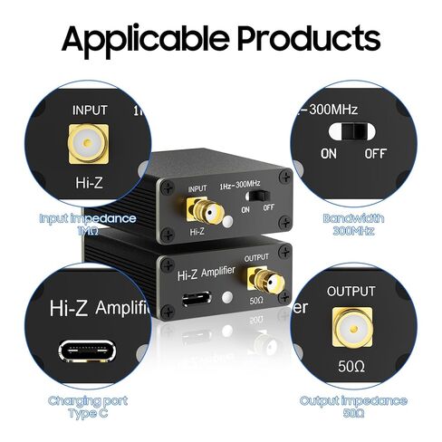 High Impedance Amplifier,Hi Z Amplifier Convert Output 50 ohms Impedance for Donut,Mini Loop,Whip,Magnetic Rod Antenna,Suitable for HackRF,Malahit,walkie-Talkie,SDR Radio in Kuwait