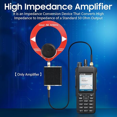 High Impedance Amplifier,Hi Z Amplifier Convert Output 50 ohms Impedance for Donut,Mini Loop,Whip,Magnetic Rod Antenna,Suitable for HackRF,Malahit,walkie-Talkie,SDR Radio in Kuwait