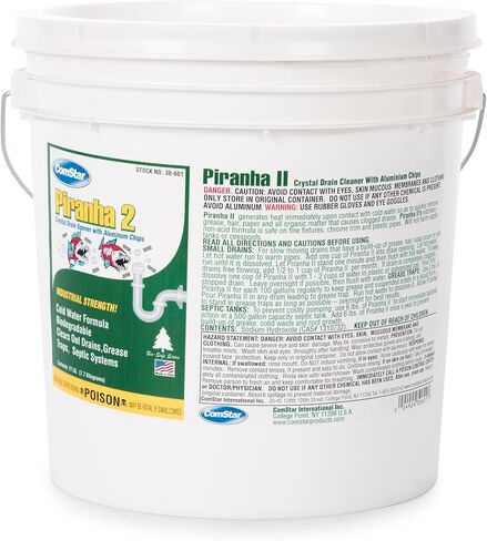 ComStar Piranha - Crystal Flakes, Non-Acid Drain Cleaner That Dissolves Grease, Hair & Root Growth in Sewer Lines Instantly, Made in USA, 2 Pounds (30-600) in Saudi Arabia