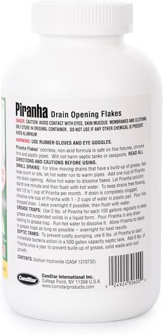 ComStar Piranha - Crystal Flakes, Non-Acid Drain Cleaner That Dissolves Grease, Hair & Root Growth in Sewer Lines Instantly, Made in USA, 2 Pounds (30-600) in Saudi Arabia