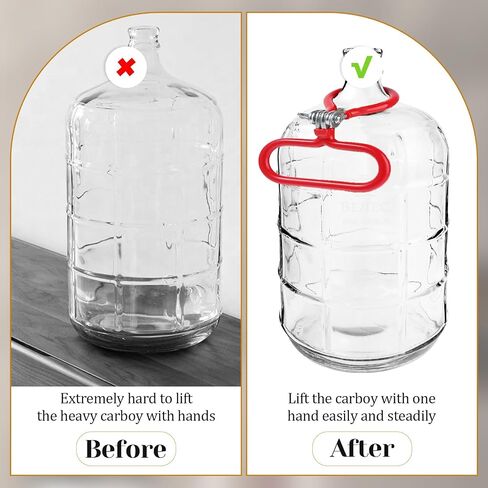 1 Pack Carboy Handle Heavy Duty Carboy Holder for Smooth Neck 3 Gallon 5 Gallon 6 Gallon 6.5 Gallon Glass Carboys Portable Glass Carboy Handle(Red) in Saudi Arabia