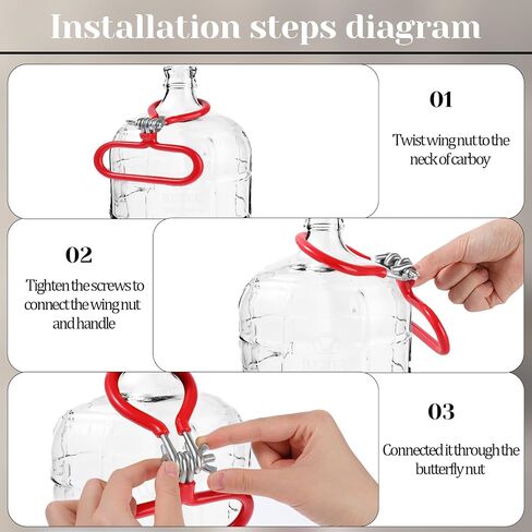 1 Pack Carboy Handle Heavy Duty Carboy Holder for Smooth Neck 3 Gallon 5 Gallon 6 Gallon 6.5 Gallon Glass Carboys Portable Glass Carboy Handle(Red) in Saudi Arabia