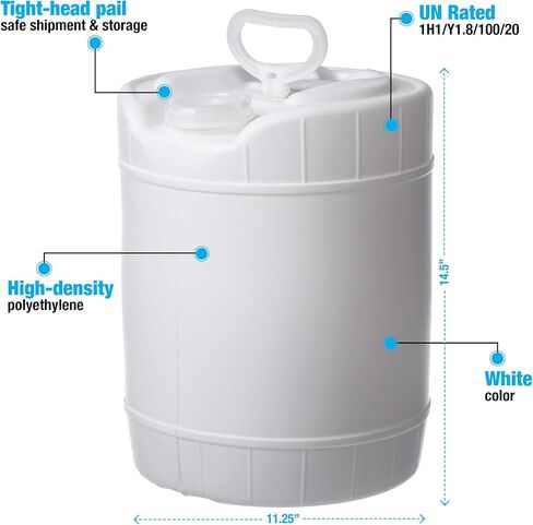 Hudson Exchange 5 Gallon Winpak تعامل مع حاوية آمنة للأطعمة مع CAP و HDPE و White (2 عبوة) in Kuwait