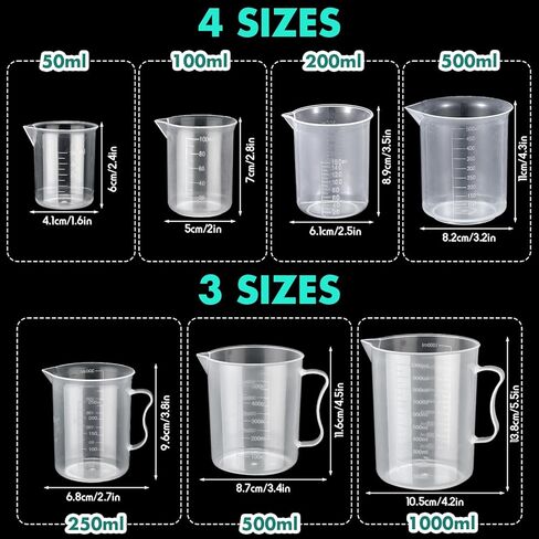 Kingdder 58 Pcs Plastic Beakers Set Include 6 Graduated Cylinder 7 Beakers 6 Flask 10 Droppers 1 Wash Bottle 20 Test Tubes with Rack 2 Brush 5 Funnel for Home Science Lab Party DIY in Saudi Arabia