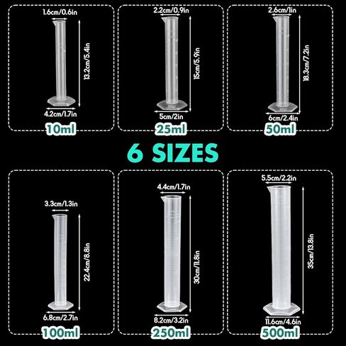 Kingdder 58 Pcs Plastic Beakers Set Include 6 Graduated Cylinder 7 Beakers 6 Flask 10 Droppers 1 Wash Bottle 20 Test Tubes with Rack 2 Brush 5 Funnel for Home Science Lab Party DIY in Saudi Arabia