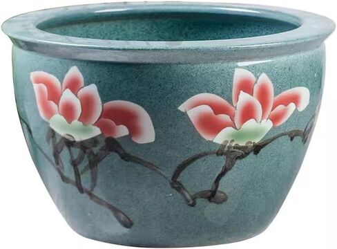 Small Fish Tank Ceramic Cylinder Goldfish Basin Water Lily Bowl Balcony Courtyard Water Tank Lotus Pot Garden Large Fish Tank Fish Tank Kit(63cm) in Saudi Arabia