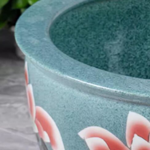 Small Fish Tank Ceramic Cylinder Goldfish Basin Water Lily Bowl Balcony Courtyard Water Tank Lotus Pot Garden Large Fish Tank Fish Tank Kit(63cm) in Saudi Arabia