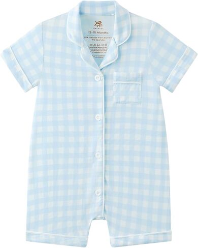 طفل طفلة الخيزران فيسكوز بيجاما زر أسفل قطعة واحدة من بذلة قصيرة الأكمام in Kuwait