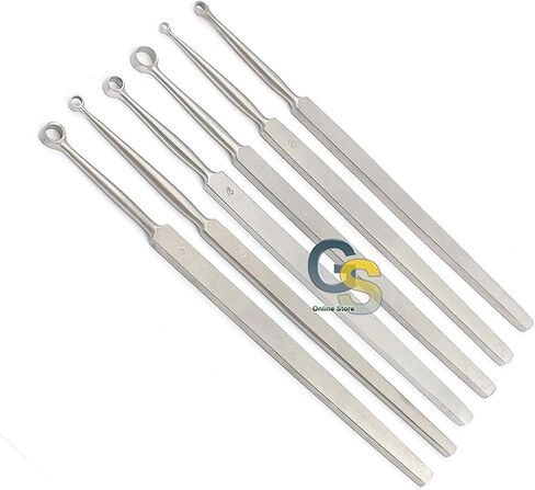 Meyhoefer Chalazion Ear Curette 0.5mm,1mm,1.8mm,2mm,2.5mm,3mm Ent 6 Pcs Instrument by G.S Online Store in Saudi Arabia
