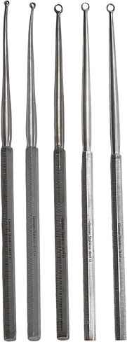 Ear Buck Curette Set of 5 Pieces - Ear Wax Removal Pick, Blunt, Curved with Loop Tips - German Stainless Steel in Saudi Arabia