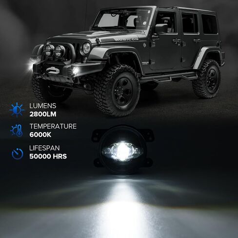 LED LED FOG FOG Light متوافق مع Wrangler JK JKU 2007-2018 ، Grand Cherokee 2011-2013 ، Cherokee 2014-2024 ، مجموعة ضباب الوفير الأمامية ، Lays Len in Kuwait