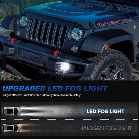 LED LED FOG FOG Light متوافق مع Wrangler JK JKU 2007-2018 ، Grand Cherokee 2011-2013 ، Cherokee 2014-2024 ، مجموعة ضباب الوفير الأمامية ، Lays Len in Kuwait
