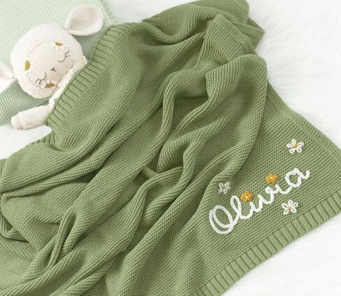 Personalized Baby Blanket - Custom Embroidered Blanket for Newborn Boys Girls with Hand-Embroidery & Monogrammed Name, Gifts for Baby Shower, Birthday, Christmas, Nursery Gifts Infant in Kuwait