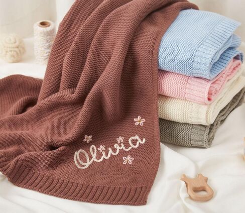 Personalized Baby Blanket - Custom Embroidered Blanket for Newborn Boys Girls with Hand-Embroidery & Monogrammed Name, Gifts for Baby Shower, Birthday, Christmas, Nursery Gifts Infant in Kuwait