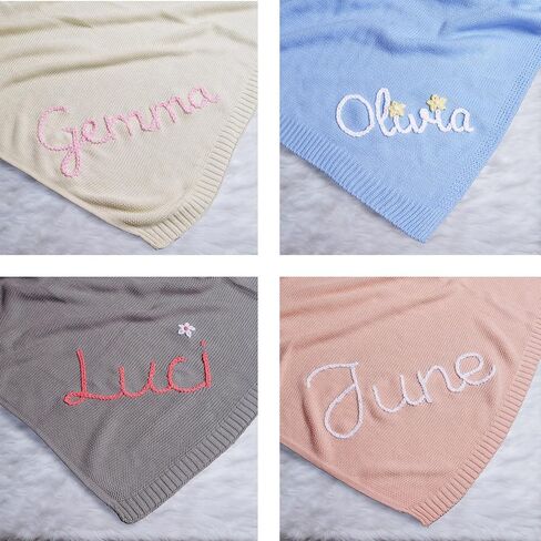 Personalized Baby Blanket - Custom Embroidered Blanket for Newborn Boys Girls with Hand-Embroidery & Monogrammed Name, Gifts for Baby Shower, Birthday, Christmas, Nursery Gifts Infant in Kuwait