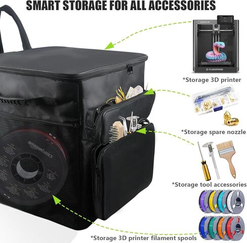 حقيبة حمل لـ Flashforge Adventurer 5M/5M PRO 3D الطابعة ، حقيبة سفر ذات طابعة ثلاثية الأبعاد محمولة مع جيوب كبيرة ملحق ، حزام قابل للتعديل in Kuwait