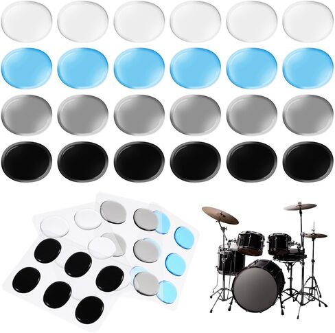 30 Pcs Drum Dampeners, Gels Silicone Gel Pads Soft Drum Dampeners Dampening Mute Pads for Cymbals Tone Control (Transparent, Brown, Blue and Black) in Saudi Arabia