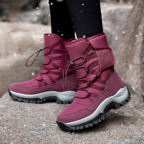 Men's Women's Winter Snow Boots Waterproof Warm Tall Lined fluff Hiking Boots Cold Outdoor Anti Slip Sports Casual Work Walking Shoes in Saudi Arabia