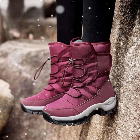 Men's Women's Winter Snow Boots Waterproof Warm Tall Lined fluff Hiking Boots Cold Outdoor Anti Slip Sports Casual Work Walking Shoes in Saudi Arabia