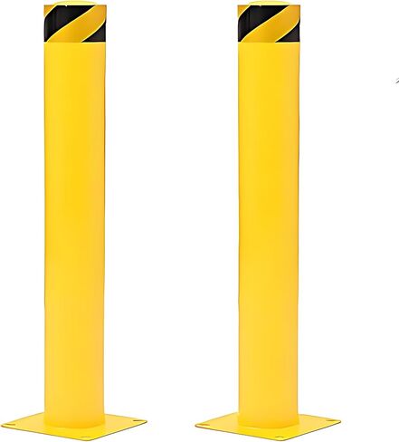Safety Bollard - 42 بوصة 4pcs Pollard Tall Steel Bollard مع 4 بوصات قطرها أمان القطب الصلب ، بولارد الصلب الأصفر ، بولارد السلامة الصلب مع 16 مسامير مرساة in Saudi Arabia