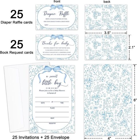 Floral Girls Baby Shower Invitations for Girl, Baby Shower Invites with Envelopes, Set of 25 Gender Reveal Invites Cards with Envelopes & Book Request Cards & Diaper Raffle Tickets -05 in Saudi Arabia