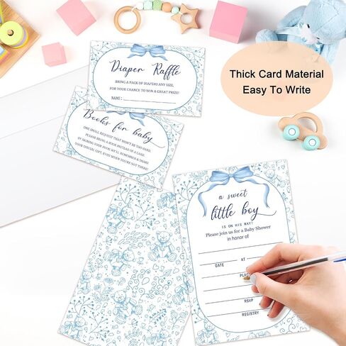 Floral Girls Baby Shower Invitations for Girl, Baby Shower Invites with Envelopes, Set of 25 Gender Reveal Invites Cards with Envelopes & Book Request Cards & Diaper Raffle Tickets -05 in Saudi Arabia