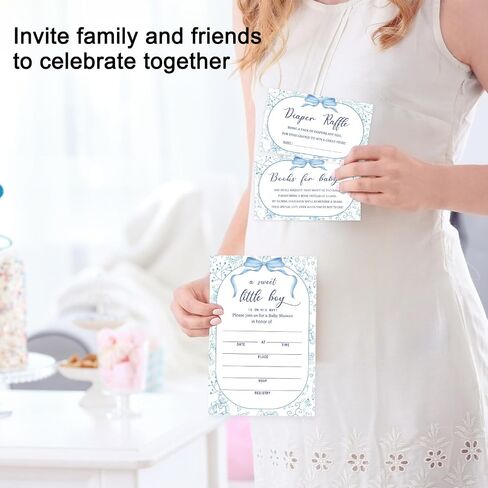 Floral Girls Baby Shower Invitations for Girl, Baby Shower Invites with Envelopes, Set of 25 Gender Reveal Invites Cards with Envelopes & Book Request Cards & Diaper Raffle Tickets -05 in Saudi Arabia