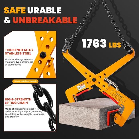 1763 رطل مشبك رفع الحجر الثقيل ، النطاق القابل للتعديل: 14 "-35" مشبك رفع الألواح الجرانيت ، ومشابك مقص للحمل والنقل الرأسي للكتل الخرسانية ، وألواح قائمة ، وحجارة كبح in Kuwait