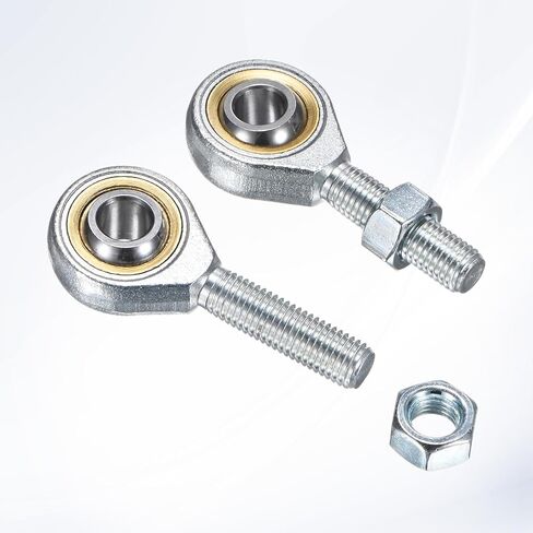 2-Pack POSA6 Rod End Bearing, 3/8 Inch Bore 3/8-24 Right Thread Self-Lubricating Male Thread Steel Joint Rod Ends W Jam Nuts for Forging Machine Tools in Kuwait