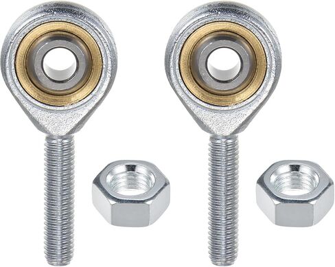 2-Pack POSA6 Rod End Bearing, 3/8 Inch Bore 3/8-24 Right Thread Self-Lubricating Male Thread Steel Joint Rod Ends W Jam Nuts for Forging Machine Tools in Kuwait