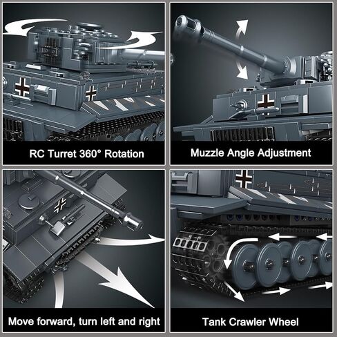 [جهاز التحكم عن بُعد/التطبيق] Mould King Moc Leopard 2 Tank Building Kits ، مجموعات كتلة بناء مركبة عسكرية ، مجموعات طرازات للبالغين ، ألعاب الصبي لهدايا عيد الميلاد وعيد الميلاد (1091 مساءً) in Saudi Arabia