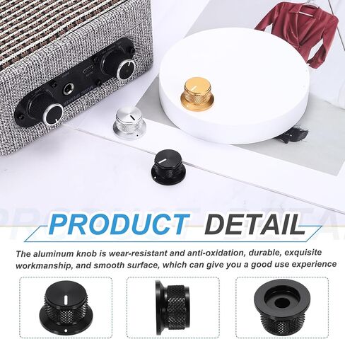 Meccanixity 4pcs الألومنيوم مقابض الجهد مقبض 1/4 "وحدة التحكم في الصوت أعلى قبعة مقبض لأدوات الجيتار Audio Mixer Amplifier Silver in Saudi Arabia
