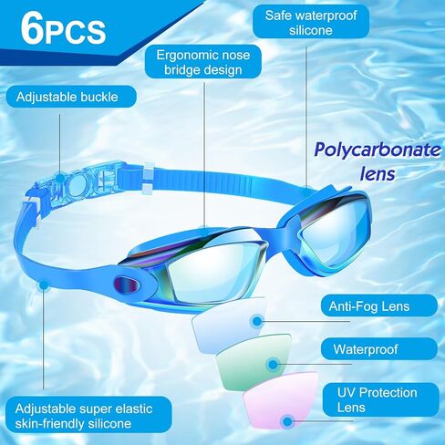 FLUTESAN 6 Pack Swimming Goggles البالغين الأطفال المضادين للضباب in Saudi Arabia