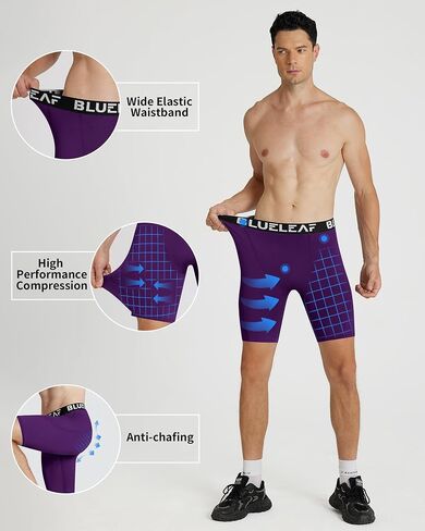 Blueleaf Men's Compression Shorts Sports Running Spandex Shorts Performance Athletic Workout Base Layer Underwear in Kuwait