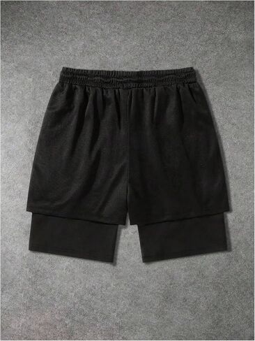 Floerns Men's 2 in 1 Running Shorts Cross Print Athletic Gym Workout Shorts with Compression Liner in Saudi Arabia