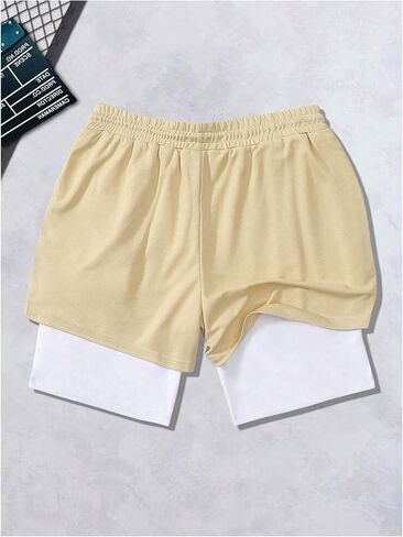 Floerns Men's 2 in 1 Shorts Cross Cross Print Athletic Gym Strings مع بطانة الضغط in Kuwait