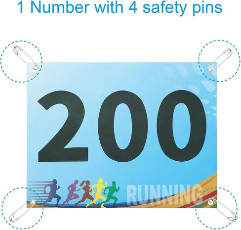 Patikil Tearproof Running Bib Bib Numbers 7 × 6 بوصة ، 1-200 أرقام منافس السباق مع دبوس أمان لمباراة الماراثون للمنافسة الرياضية ، متعدد الألوان ، متعدد الألوان in Kuwait