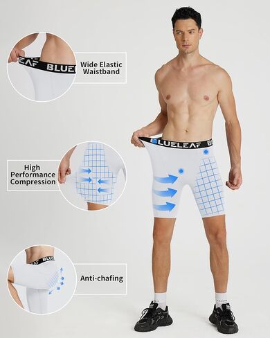 Blueleaf Men's Compression Shorts Sports Running Spandex Shorts Performance Athletic Workout Base Layer Underwear in Kuwait