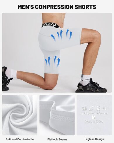 Blueleaf Men's Compression Shorts Sports Running Spandex Shorts Performance Athletic Workout Base Layer Underwear in Kuwait