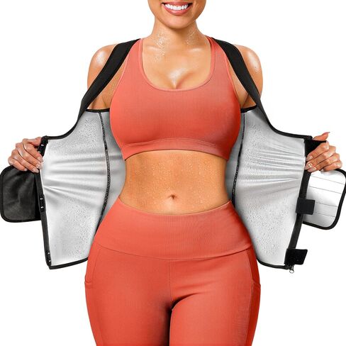 TrainingGirl Sauna Sweat Suit for Women Waist Trainer Workout Faja Weight Vest Body Shaper Shirt Band in Kuwait