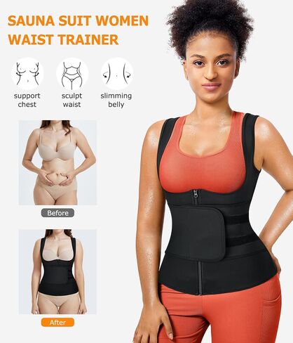 TrainingGirl Sauna Sweat Suit for Women Waist Trainer Workout Faja Weight Vest Body Shaper Shirt Band in Kuwait