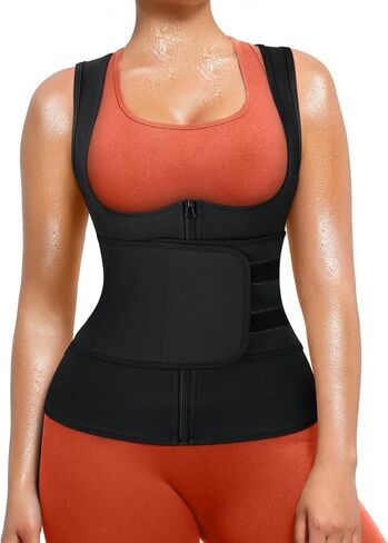 TrainingGirl Sauna Sweat Suit for Women Waist Trainer Workout Faja Weight Vest Body Shaper Shirt Band in Kuwait