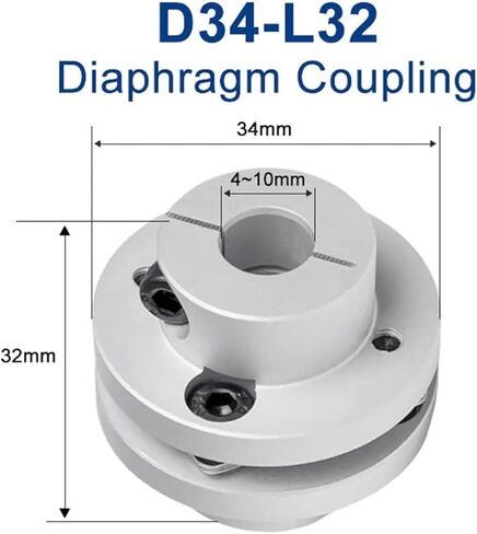 1pc D34-L32 LK3-C34 Aluminium Alloy Step Coupling Single Diaphragm Coupler(5x10mm) in Saudi Arabia