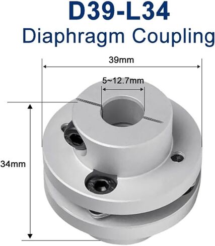 1pcs D39L34 Aluminum Alloy Stepped Single Membrane Flange Coupling Motor Connector(6x6mm) in Saudi Arabia